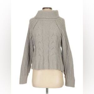 Anthropologie Gray Cable Knit Turtleneck Sweater